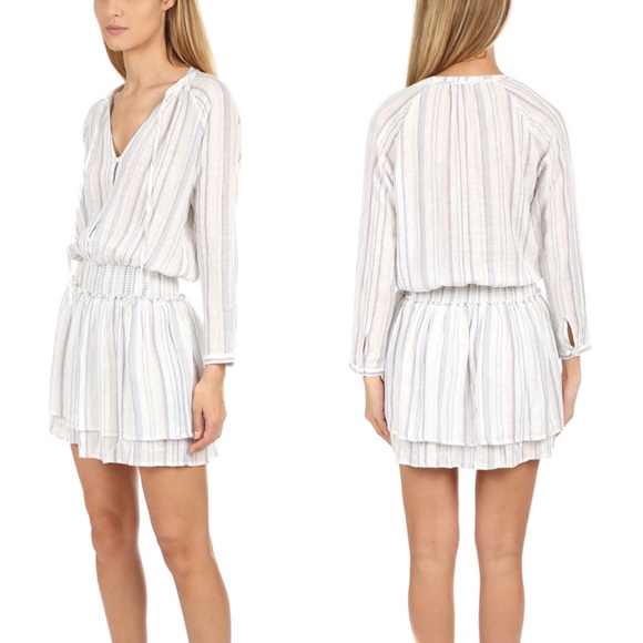 RAILS JASMINE STRIPE DRESS LONG SLEEVE LINEN BLEND IMETALLIC FIJI STRIPE REVOLVE - Picture 16 of 16